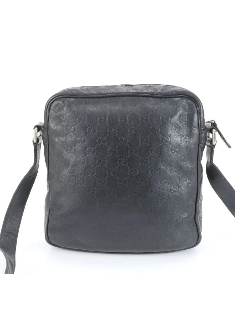 Gucci Guccissima Leather Shoulder Bag Crossbody Messenger Black